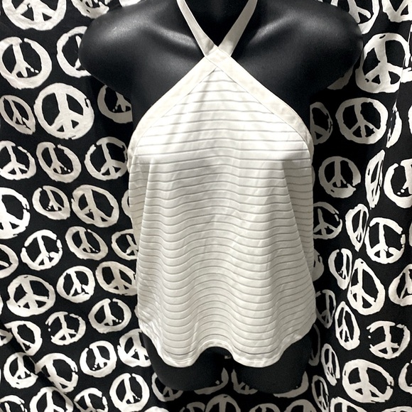 FLAGPOLE SWIM HALTER TOP LINED STRIPED SZ M - Picture 2 of 11
